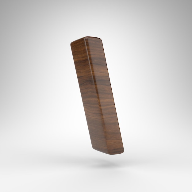 Símbolo de barra traseira em fundo branco. Carvalho escuro 3D renderizado sinal com textura de madeira marrom.