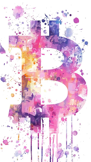Foto símbolo de bitcoin incorporado em uma ilustração de moda com ilustração de criptomoeda backgroundh