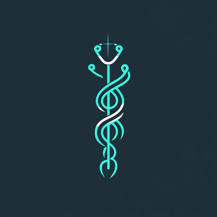 Foto símbolo de caduceu com um estetoscópio