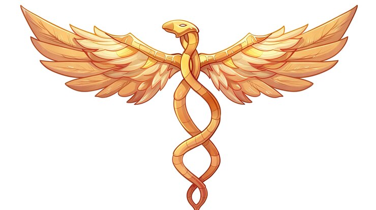 Foto símbolo de caduceu em estilo de desenho animado
