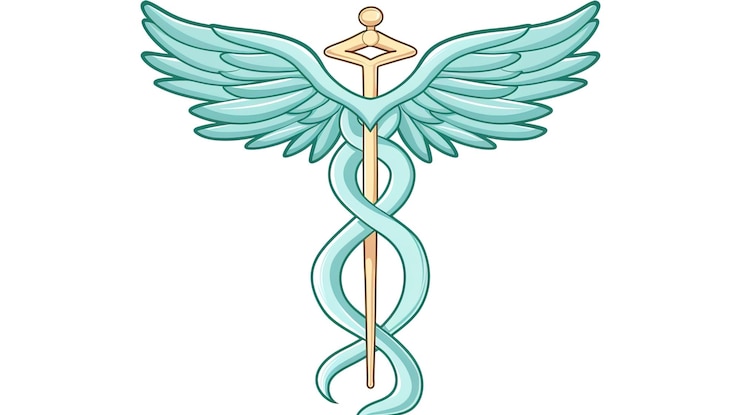 Foto símbolo de caduceu em estilo de desenho animado
