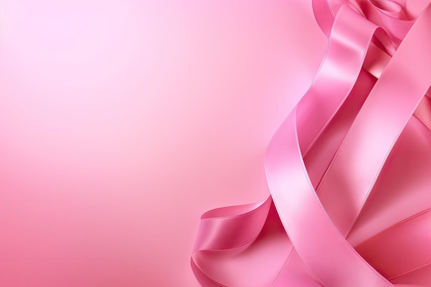 Símbolo de câncer de mama com fita rosa em pano de fundo rosa