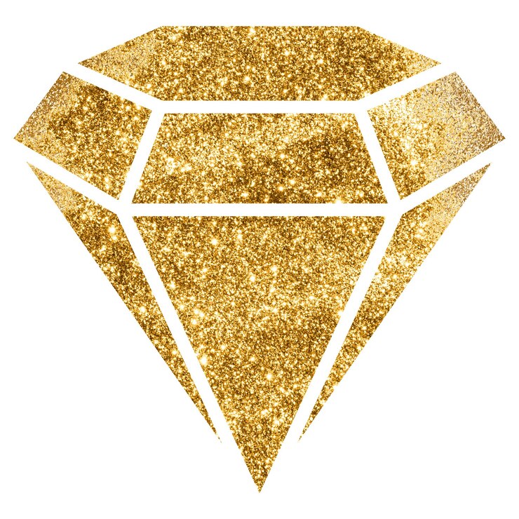 Foto símbolo de diamante dourado png brilhante