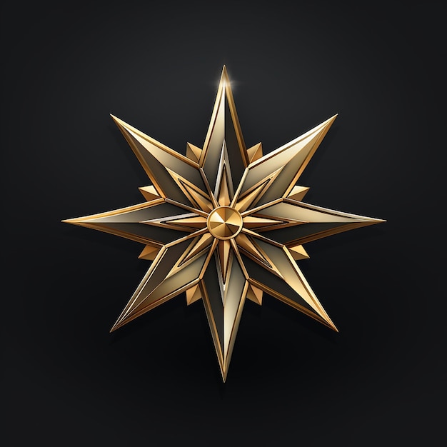 Foto símbolo de elegância dourada de uma estrela dourada em um fundo preto vip