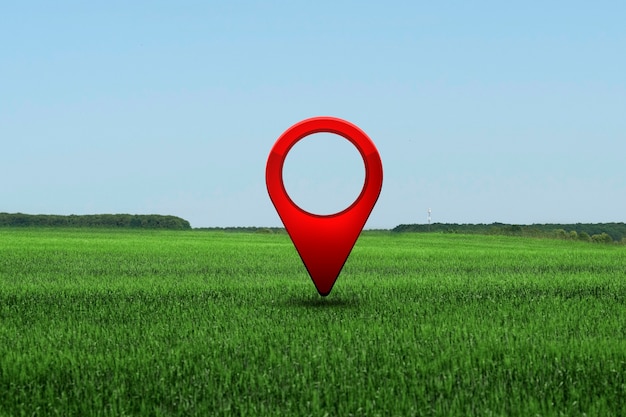 Símbolo de localização com fundo paisagístico