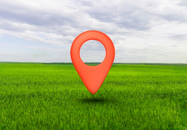Símbolo de localização com fundo paisagístico