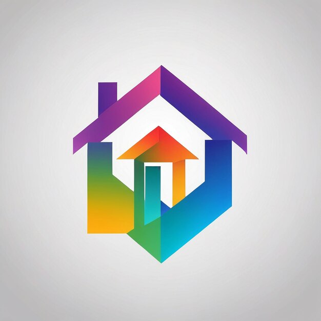 Foto símbolo de logotipo de uma casa imobiliária um logotipo de casa com um efeito de gradiente