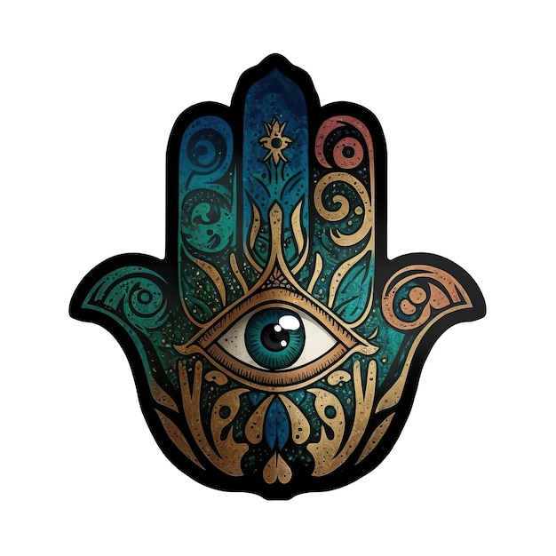 símbolo de mão hamsa aquarela isolado em branco