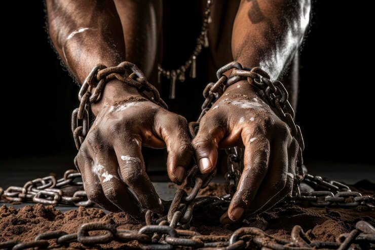 Símbolo de mãos atadas de opressão e luta