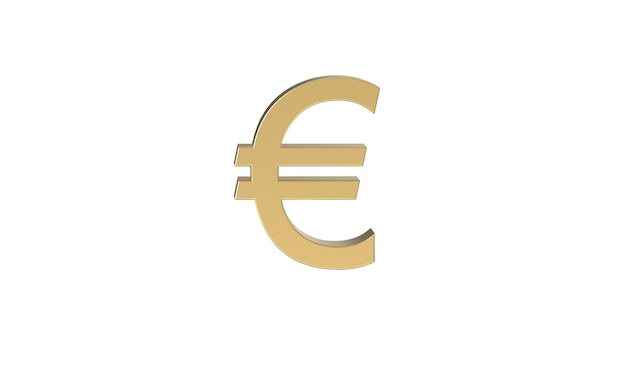 Símbolo de moeda do Euro da União Europeia em 3d dourado