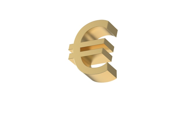 Símbolo de moeda do euro da união europeia em 3d dourado