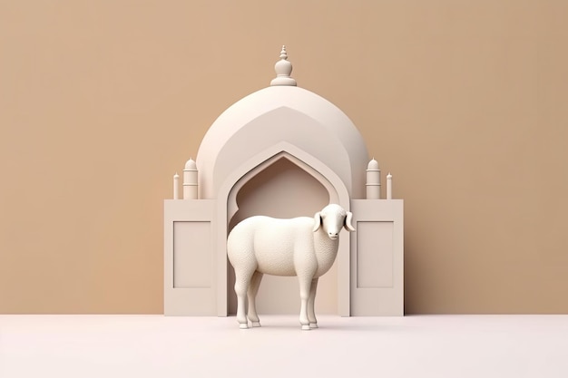 Símbolo de ovelha 3d Eid Al Adha gerado por IA