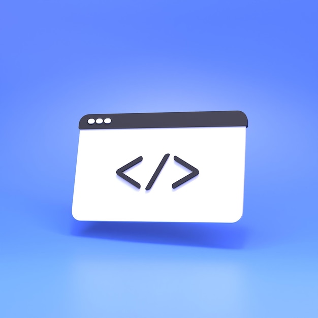 Símbolo de parte de código Conceito de codificação e programação de renderização 3d