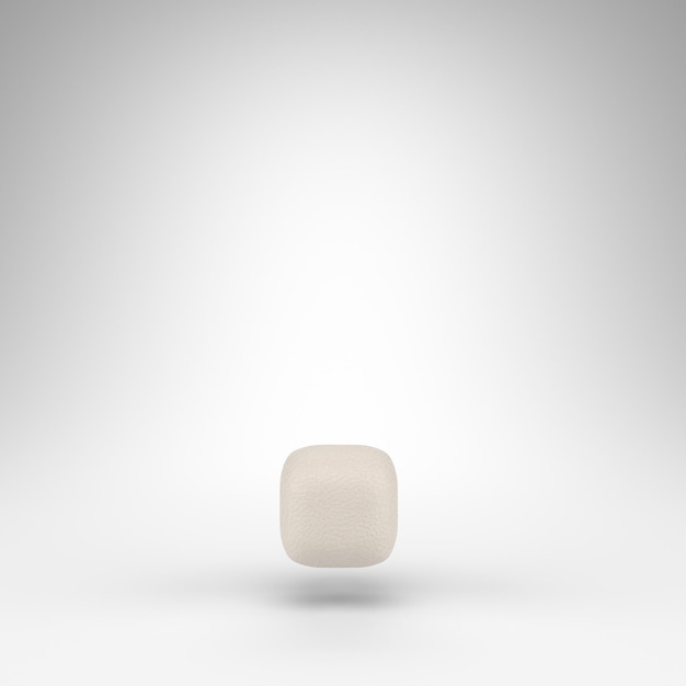 Foto símbolo de período em fundo branco. couro branco 3d rendesinal branco com textura de pele.