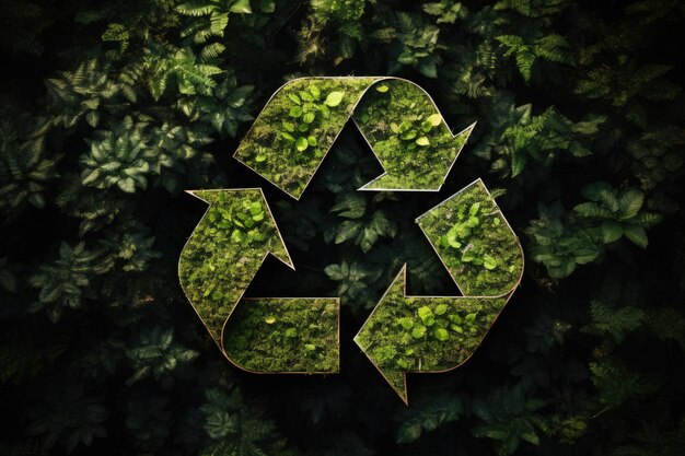Símbolo de reciclagem com conceito de preservação ambiental de plantas IA generativa