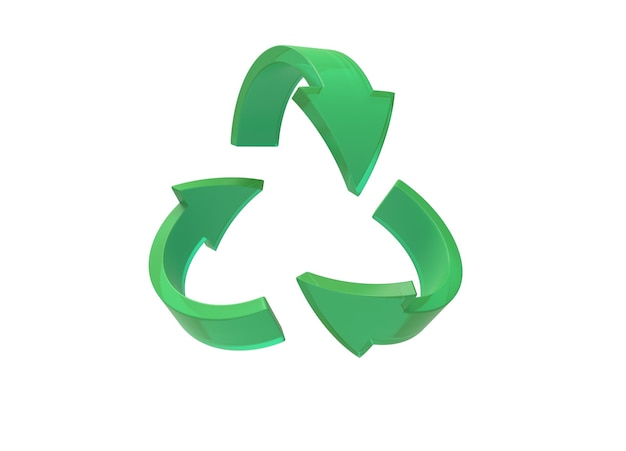 Foto símbolo de reciclagem - ilustração 3d na cor verde