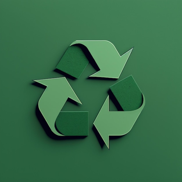 Símbolo de reciclagem verde sobre fundo verde criado usando tecnologia generativa de IA
