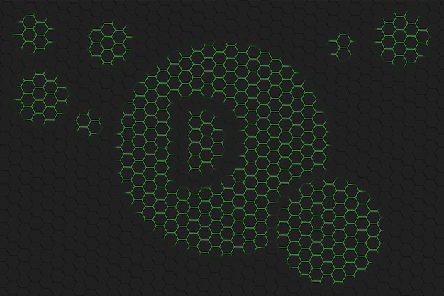 Símbolo de saúde da vitamina D, conceito de vitamina, colecalciferol, função do sistema imunológico, hexágono verde
