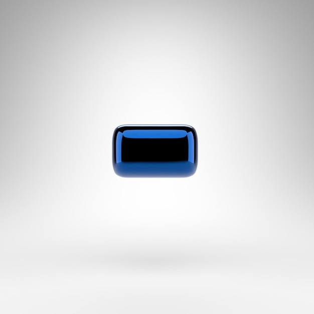 Símbolo de subtração em fundo branco. Azul cromo 3D renderizado sinal com superfície brilhante.
