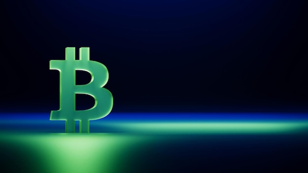 Símbolo de vidro verde Bitcoin conceito de BTC