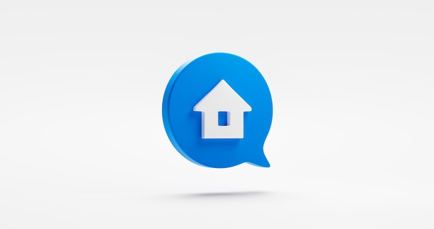 Símbolo de diseño de ilustración de icono de inicio o signo de bienes raíces de construcción de viviendas de elemento gráfico de arte de sitio web residencial aislado sobre fondo blanco con concepto de propiedad simple moderno representación 3D