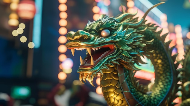 Símbolo do dragão chinês de madeira verde de 2024