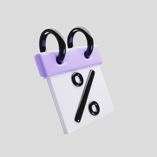 Símbolo do ícone de etiqueta de preço com estilo de caixa na renderização em 3d Conceito de venda de desconto ilustração 3d