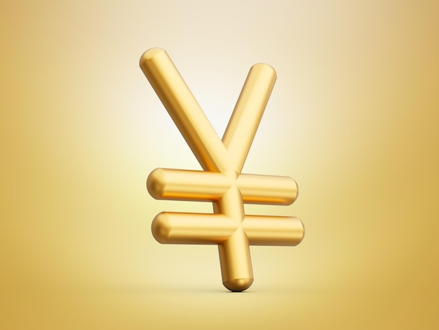 Símbolo do iene feito de ouro com reflexo isolado na ilustração 3d de fundo branco