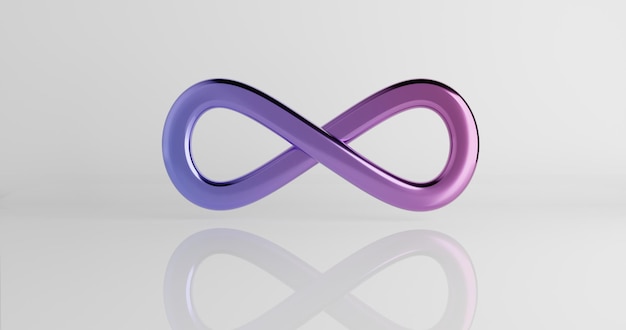 Símbolo do infinito com um gradiente azul e roxo em branco