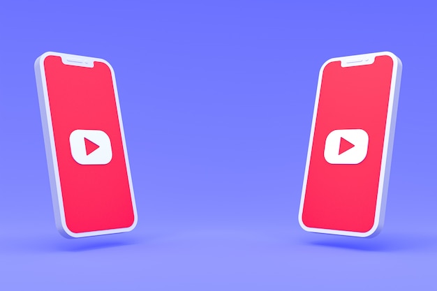 Símbolo do Youtube em telas de smartphones