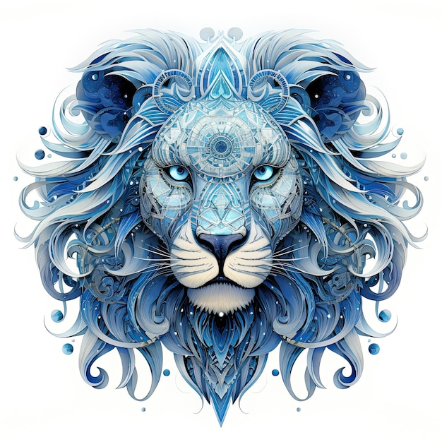Símbolo do zodíaco de Leão em tons azuis em fundo branco
