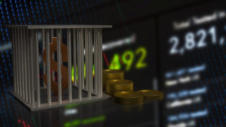 Foto el símbolo del dólar en la jaula para el concepto de negocios renderización 3d