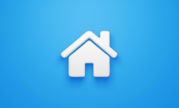 Símbolo doméstico mínimo na renderização 3d de fundo azul