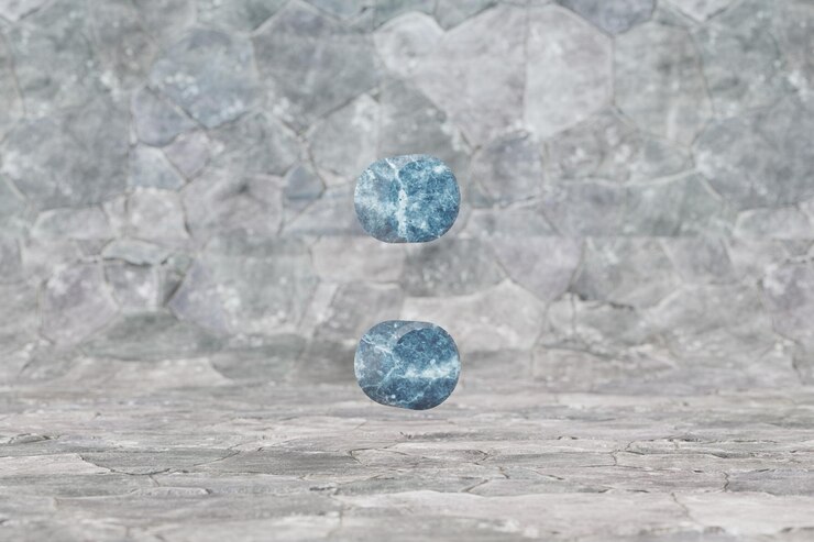 Foto símbolo de dos puntos de mármol 3d. signo de mármol azul sobre fondo de piedra. carácter de fuente renderizado 3d.