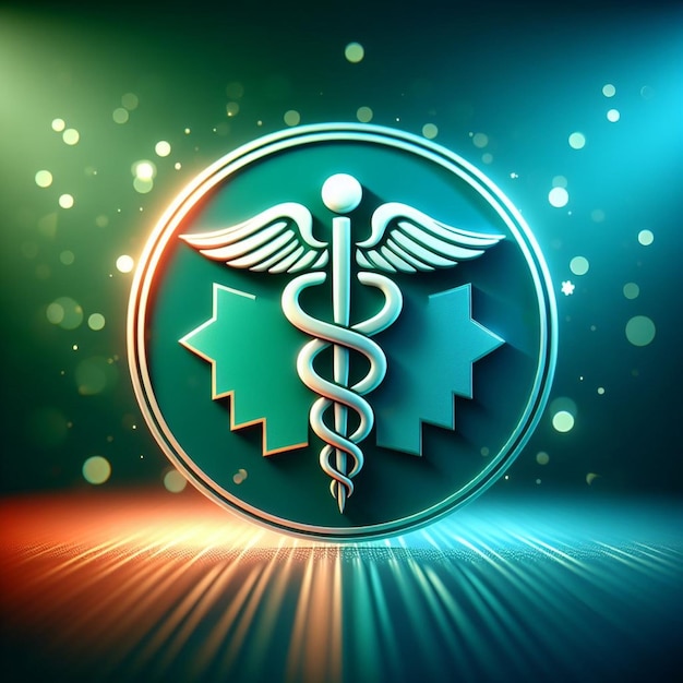 Foto símbolo e ícone do caduceu para o dia internacional dos médicos