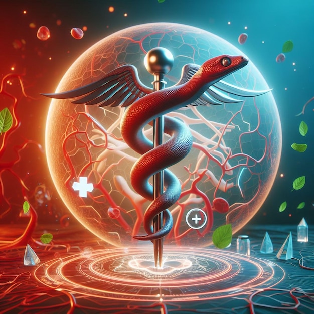 Foto símbolo e icono del caduceo para el día internacional de los médicos