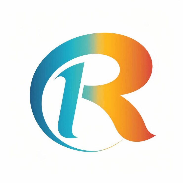Foto símbolo de ejecución del logotipo de ejecución r para la plantilla de ejecución aislada sobre fondo blanco
