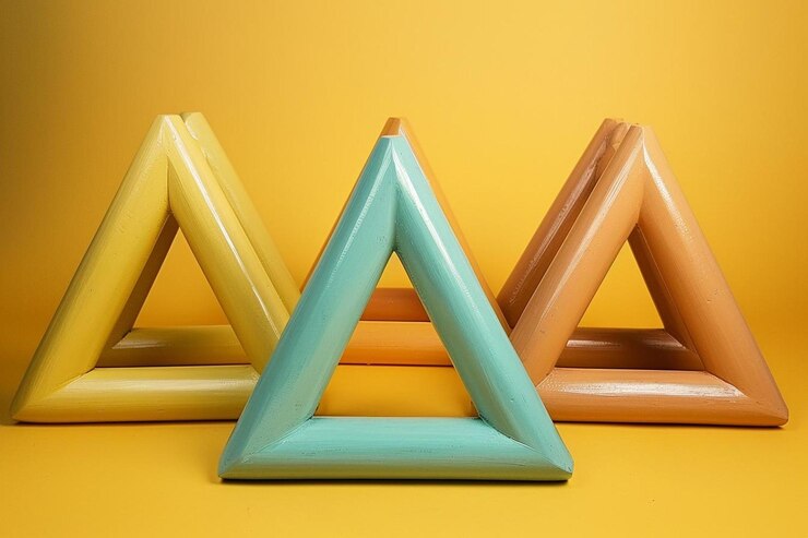 Foto símbolo de elemento de forma geométrica triangular para la educación preescolar para niños que aprenden matemáticas