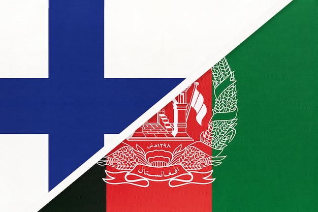 Símbolo de Finlandia y Afganistán del país Banderas nacionales finlandesas vs afganas