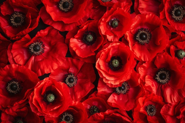 Símbolo de fondo de amapola roja para el recuerdo de los soldados de guerra caídos