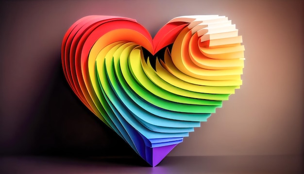 Símbolo en forma de arco iris en forma de corazón hecho por IA generativa