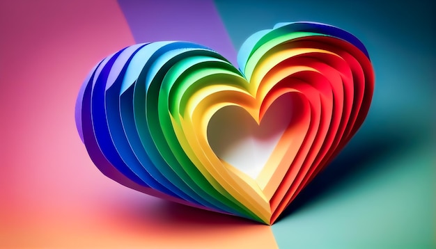 Símbolo en forma de arco iris en forma de corazón hecho por IA generativa