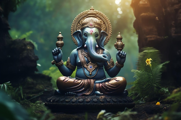 Símbolo de Ganesha india con espacio de copia