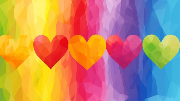 Símbolo gráfico de orgullo y corazón LGBTQ para el arte comunitario, estandarte retro y apoyo LGBTQ