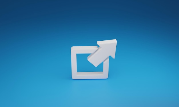 Símbolo de icono de compartir mínimo sobre fondo azul Ilustración 3D