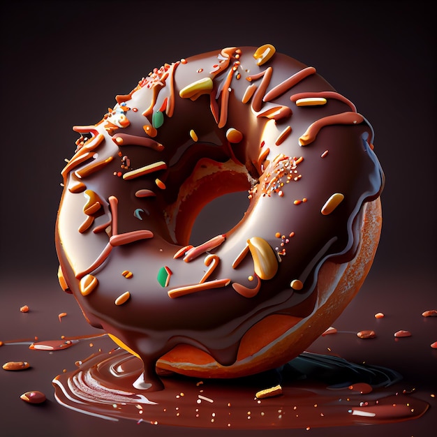 Símbolo de ilustración mínima de donut en renderizado 3D