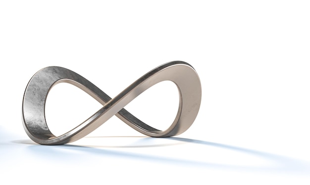 Símbolo del infinito en bucle continuo en metal plateado