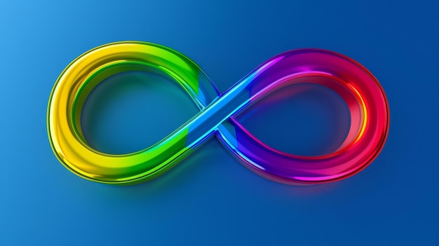 Símbolo de infinito de color arco iris que representa la conciencia del autismo