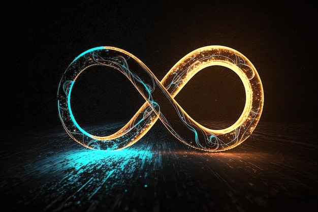 Símbolo infinito de néon brilhante na noite Generative AI Infinity eternidade infinito símbolos de loop infinito