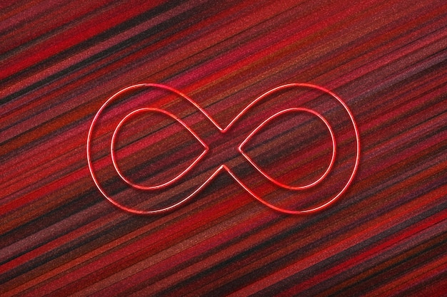 Símbolo de infinito, Eterno, Sin fin, Signo de infinito, fondo rojo.